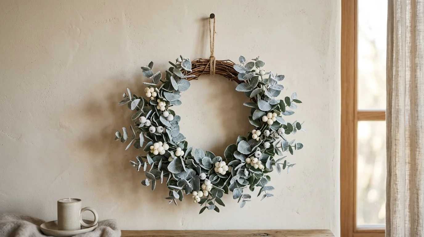 Minimalist Wreath With Frosted Eucalyptus